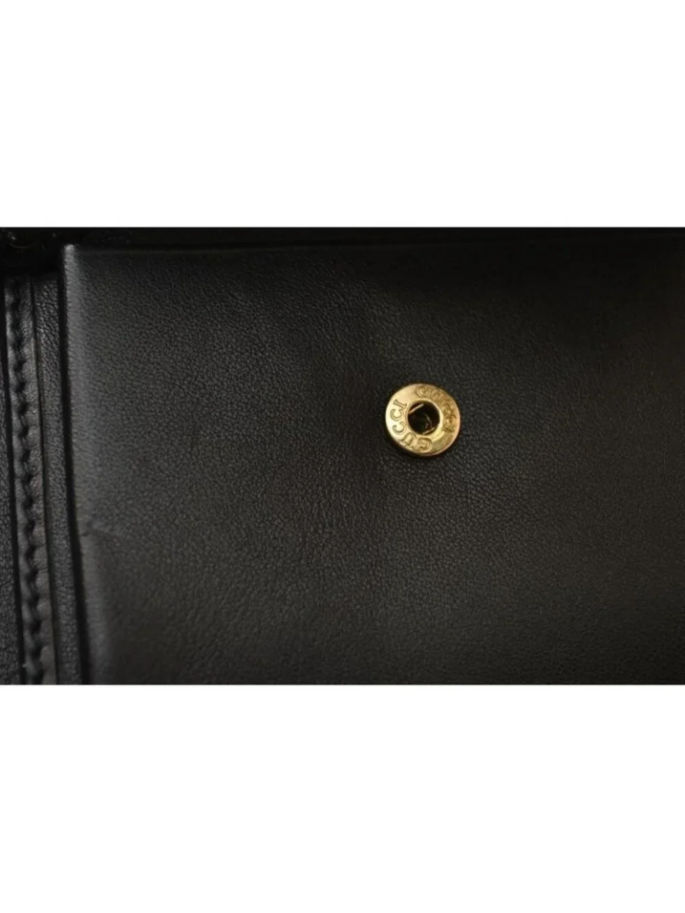 Gucci Wallet Vintage Folded Leather Black Gold
